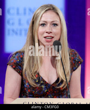 25 septembre 2012 - New York, New York, États-Unis - Chelsea Clinton assiste à la Clinton Global Initiative 2012 réunions tenues à l'hôtel Sheraton de New York. (Crédit Image : © Kaszerman ZUMAPRESS.com)/Nancy Banque D'Images