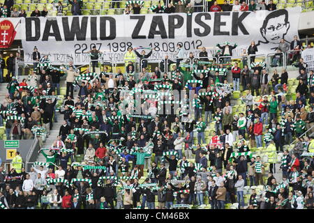 Gdansk, Pologne 30 juin, septembre 2012 Polish Football Ligue 1 - T-Mobile Ekstraklasa. Pagan Pagan Gdansk Gdansk fans pendant v Lech Poznan PGE Arena au jeu Banque D'Images