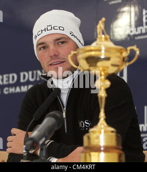 St Andrews, Écosse. 3e octobre 2012. Martin Kaymer vainqueur de la Ryder Cup au cours de la presse conferrence à l'Alfred Dunhill Championship 2012. Banque D'Images