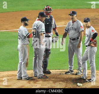 Daisuke Matsuzaka (Red Sox), le 3 octobre 2012 - MLB : finale de la Ligue américaine de baseball en saison régulière match entre les Yankees de New York et les Red Sox de Boston au Yankee Stadium dans le Bronx, NY, United States. (Photo de bla) Banque D'Images