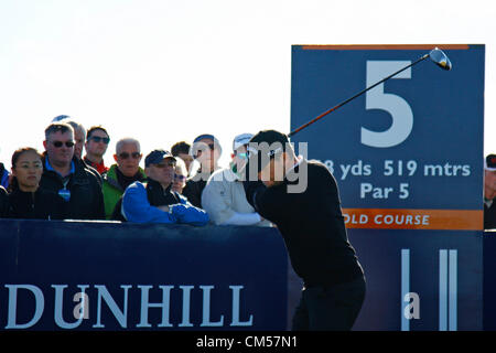 07 octobre 2012. St Andrews, Écosse. Branden Grace (RSA) bien que concurrentes dans la ronde finale de l'European Tour Alfred Dunhill Links Championship, Tournoi de Golf joué sur le Old Course St Andrews. Crédit obligatoire : Mitchell Gunn/ESPA Banque D'Images