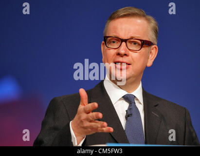 Secrétaire de l'éducation MICHAEL GOVE 09 Octobre 2012 L'ICC BIRMINGHAM ENGLAND Banque D'Images