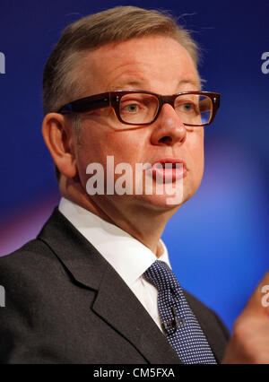 Secrétaire de l'éducation MICHAEL GOVE 09 Octobre 2012 L'ICC BIRMINGHAM ENGLAND Banque D'Images