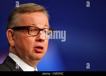 Secrétaire de l'éducation MICHAEL GOVE 09 Octobre 2012 L'ICC BIRMINGHAM ENGLAND Banque D'Images