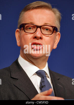 Secrétaire de l'éducation MICHAEL GOVE 09 Octobre 2012 L'ICC BIRMINGHAM ENGLAND Banque D'Images