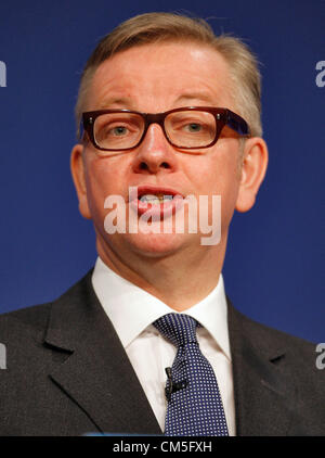 Secrétaire de l'éducation MICHAEL GOVE 09 Octobre 2012 L'ICC BIRMINGHAM ENGLAND Banque D'Images