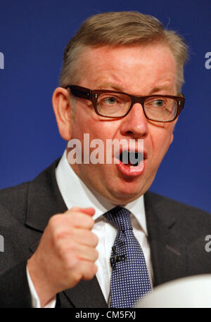 Secrétaire de l'éducation MICHAEL GOVE 09 Octobre 2012 L'ICC BIRMINGHAM ENGLAND Banque D'Images