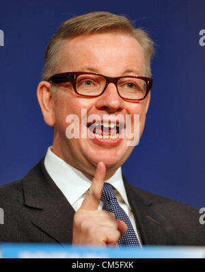 Secrétaire de l'éducation MICHAEL GOVE 09 Octobre 2012 L'ICC BIRMINGHAM ENGLAND Banque D'Images