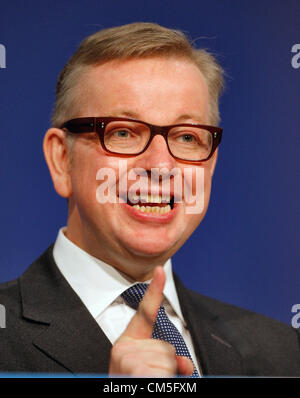 Secrétaire de l'éducation MICHAEL GOVE 09 Octobre 2012 L'ICC BIRMINGHAM ENGLAND Banque D'Images