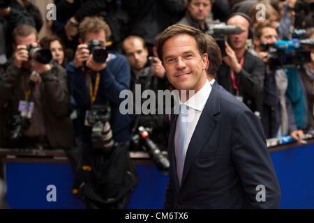 Bruxelles, Belgique. 18 octobre 2012. Bruxelles Mark Rutte, Premier Ministre des Pays-Bas en arrivant à la réunion du Conseil européen à Bruxelles, le bâtiment Justus Lipsius. Crédit : Jeff Gilbert / Alamy Live News Banque D'Images