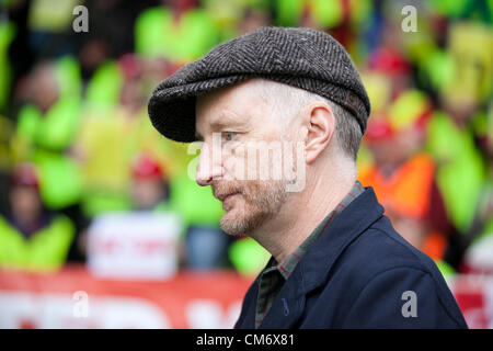 Billy Bragg effectue au workers union protester à Melbourne, Australie. 19 octobre, 2012. Banque D'Images