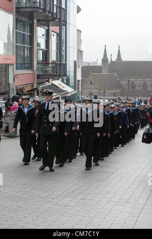 Birmingham, UK. 21 octobre 2012. Fiers cadets marche dans Birmingham. Banque D'Images