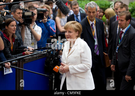 Le sommet de l'UE, Bâtiment Justus Lipsius, Bruxelles, Belgique le Parlement. 29.06.2012 Angela Merkel arrive au sommet de l'Union européenne 2ème jour à Bruxelles, Belgique. Banque D'Images