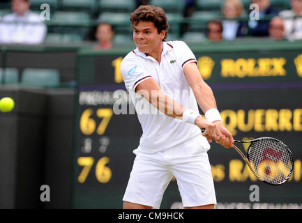 MILOS RAONIC CANADA LE ALL ENGLAND TENNIS CLUB WIMBLEDON Londres Angleterre 29 Juin 2012 Banque D'Images