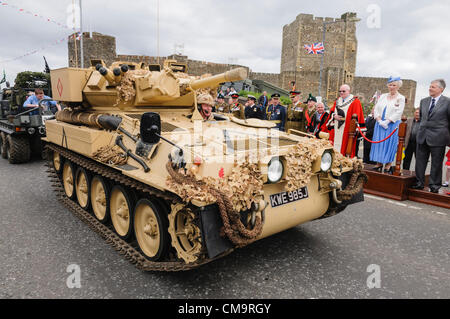 Carrickfergus, 30/06/2012 - Journée des Forces armées. FV101 Scorpion véhicule de reconnaissance à la parade Banque D'Images