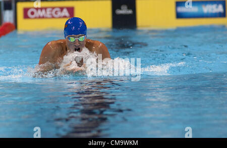 30 juin 2012 - Omaha, Nebraska, USA - Ryan Lochte concourir contre Michael Phelps au 200 m quatre nages individuel lors de la sixième journée des Jeux Olympiques de 2012 des essais de l'équipe de natation à CenturyLink Center le 30 juin 2012 à Omaha, Nebraska. (Crédit Image : © Armando Arorizo ZUMAPRESS.com)/Prensa Internacional/ Banque D'Images