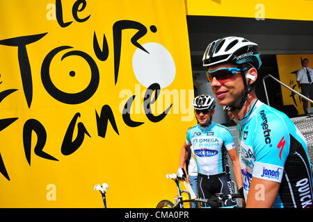 01.07.2012. Tour de France, à Liega Seraing. L'étape 1. Omega Pharma - Quick Step 2012, Tony Martin, Bert Grabsch, Liegi Banque D'Images