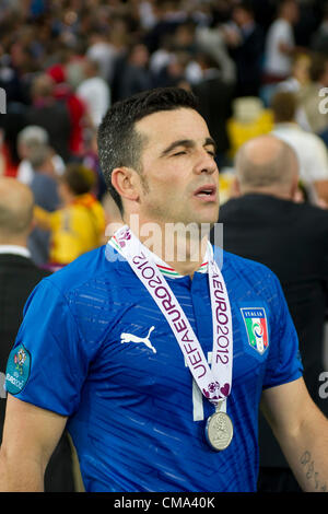 Antonio Di Natale (ITA), 1 juillet 2012 - Football / Soccer : Antonio Di Natale de l'Italie a l'air déprimé après l'UEFA EURO 2012 match de finale entre l'Espagne 4-0 Italie au Stade Olympique de Kiev, Ukraine. (Photo de Maurizio Borsari/AFLO) Banque D'Images