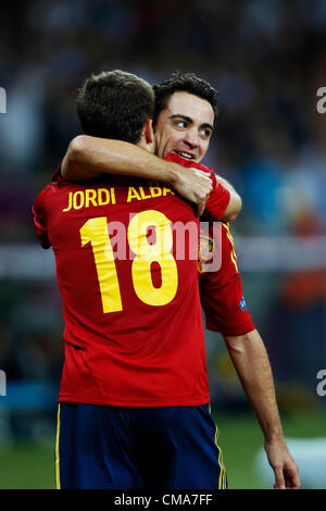 Xavi Hernandez (ESP), 1 juillet 2012 - Football : UEFA EURO 2012 football match final entre l'Espagne 4-0 Italie au Stade Olympique de Kiev, Ukraine. (Photo par D. Nakashima/AFLO) Banque D'Images