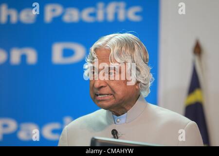 Le 5 juillet 2012 - Dhaka, Bangladesh - 05 juillet 2012 à Dacca. Le Bangladesh- Ancien président indien APJ Abdul Kalam le jeudi a présenté un exposé ses idées de partage de stratégie globale de développement rural qui coïncide avec le 33e anniversaire de fondation de Dhaka, Centre de développement rural intégré pour l'Asie et le Pacifique (CIRDAP). Il est sur une visite de deux jours au Bangladesh pour assister à la 33e célébration du jour de la fondation du Cirdap. Â© Monirul Alam (crédit Image : © Monirul Alam/ZUMAPRESS.com) Banque D'Images