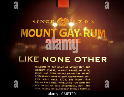 12 juin 2012 - Bridgetown, Barbade, aux États-Unis - Une murale est vu peint sur un mur à l'intérieur du Musée de l'image de marque à la Mount Gay Rum Distillery à Bridgetown, Barbade. Mount Gay Rum est la plus ancienne marque de rhum dans le monde. (Crédit Image : © Josh Edelson/ZUMAPRESS.com) Banque D'Images