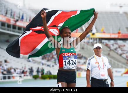 Barcelone, Espagne : Dimanche 15 juillet 2012, Faith Chepngetich Kipyegon du Kenya pendant jour 6 de l'IAAF World Junior Championships, à l'Estadi Olimpic de Montjuic. Photo par Roger Sedres/ImageSA Banque D'Images