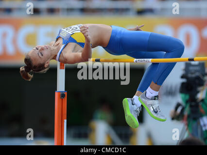 Barcelone, Espagne : Dimanche 15 juillet 2012, de l'Ukraine Iryna Herashchenko dans le saut en hauteur femmes pendant jour 6 de l'IAAF World Junior Championships, à l'Estadi Olimpic de Montjuic. Photo par Roger Sedres/ImageSA Banque D'Images