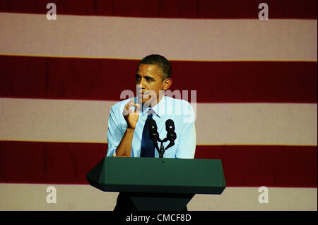 Le président des États-Unis Barak Obama parle à une foule d'environ 1200 partisans à une collecte de fonds à la musique d'Austin de Austin, Texas le 07/17/2012. Banque D'Images