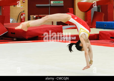 Lisburn, 18/07/2012 - Tan Sixin à partir de la gymnastique chinoise dans la formation de l'équipe pour les Jeux Olympiques de 2012 à Londres à Lisburn, Irlande du Nord Banque D'Images