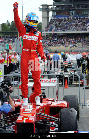 22.07.2012. Hockenheim, Allemagne. Pilote de Formule 1 espagnol Fernando Alonso Ferrari de célèbre dans le parc ferme après le Grand Prix de Formule 1 de l'Allemagne à la piste de course d'Hockenheim à Hockenheim, Allemagne, 22 juillet 2012. Credit : Action Plus de Sports / Alamy Live News Banque D'Images