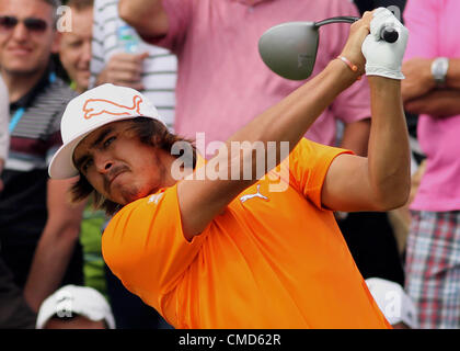 22.07.12 Lytham &AMP ; St Annes, Angleterre. American Ricky Fowler en action au cours du quatrième et dernier tour de l'Open de Golf du Royal Lytham St Annes &AMP ; cours dans le Lancashire Banque D'Images