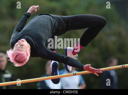 21.07.2012, à Pergine Valsugana, Italie. Ariane Friedrich (GER) participe à l'épreuve de saut élevé des femmes au cours de la réunion d'athlétisme 2012 à Pergine Valsugana, Italie Banque D'Images