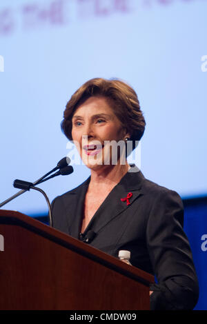 L'ex-Première dame Laura Bush parle lors de la Conférence internationale sur le sida de 2012 à la Convention de Washington Center à Washington DC le jeudi 26 juillet 2012. Banque D'Images