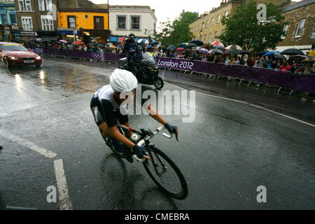 Great Britain's Lizzie Armitstead pendant sa course sur route à Londres 2012, Fulham Broadway, Londres. 29.07.2012 Banque D'Images