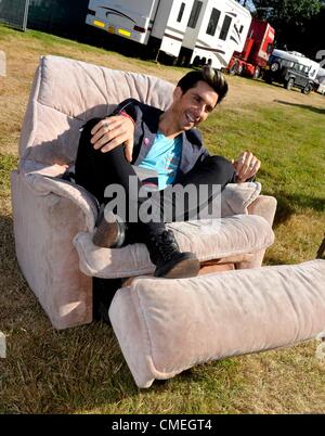 Russell kane backstage au camp bestival château de Lulworth dorset 27,07/2012 Banque D'Images