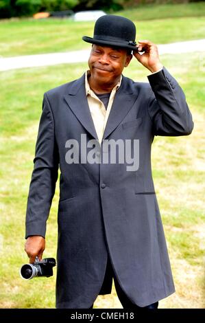 29 juillet 2012. Michael Winslow photocall avant qu'il monte sur la scène au Camp Bestival château de Lulworth Dorset. Banque D'Images