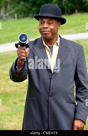 29 juillet 2012. Michael Winslow photocall avant qu'il monte sur la scène au Camp Bestival château de Lulworth Dorset. Banque D'Images