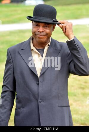 29 juillet 2012. Michael Winslow photocall avant qu'il monte sur la scène au Camp Bestival château de Lulworth Dorset. Banque D'Images