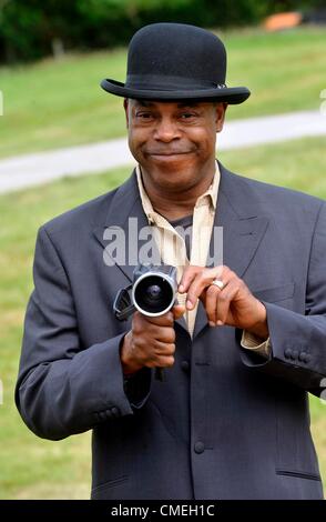 29 juillet 2012. Michael Winslow photocall avant qu'il monte sur la scène au Camp Bestival château de Lulworth Dorset. Banque D'Images