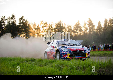 Sébastien Loeb et Daniel Elena de France de Monaco la concurrence dans leur Citroën Total World Rally Team Citroen DS3 WRC Pendant Jour 1 de la WRC Rallye de Finlande le 2 août 2012 à Jyväskylä, Finlande. Banque D'Images