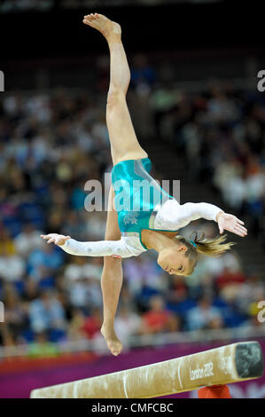 2 août 2012. Londres 2012. Concours Général Individuel finales 2.8.12 Womens North Greenwich Arena .Domonique Pegg Canada Banque D'Images