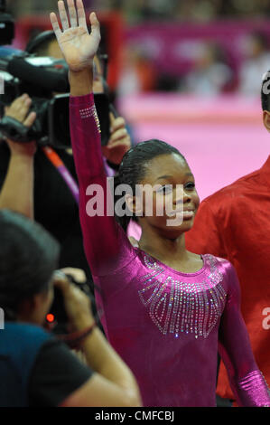 2 août 2012. Londres 2012. Concours Général Individuel finales 2.8.12 Womens North Greenwich Arena .Gabrielle Douglas USA. Gagnant de la médaille d'Or Banque D'Images