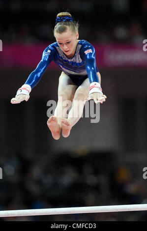 2 août 2012. Londres 2012. Concours Général Individuel finales 2.8.12 Womens North Greenwich Arena .Rebecca Tunney de Grande-Bretagne Banque D'Images