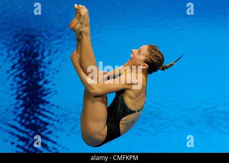 Vendredi 3 août 2012. Londres, Royaume-Uni. Strattoni l'Australie participe à l Sharleen femmes Plongeon Tremplin 3m pendant les Jeux Olympiques de 2012 à Londres Centre aquatique. Banque D'Images