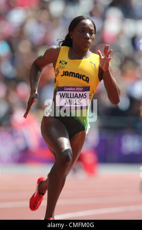 NOVLENE WILLIAMS-MILLS DE LA JAMAÏQUE EST EN CONCURRENCE POUR LA WOMENS 400M DANS LES JEUX OLYMPIQUES DE LONDRES EN 2012. STRATFORD, LONDON, UK. 03 août 2012. Banque D'Images