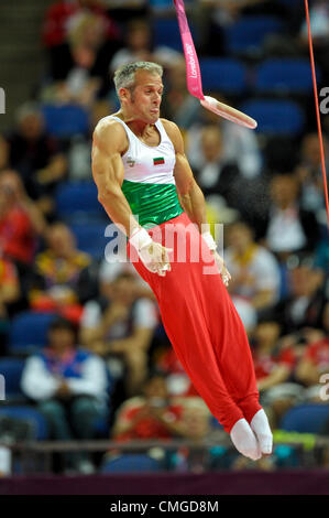 Londres 2012. Appareils individuels de gymnastique finales 6.8.12 North Greenwich Arena . Iordan IOVTCHEV Banque D'Images