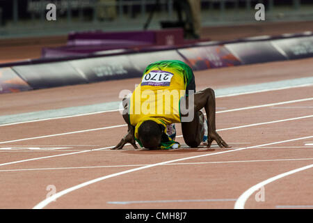 9 août 2012. Usain Bolt (JAM) après avoir remporté le 200m masculin en Finale des Jeux Olympiques d'été, Londres 2012 Banque D'Images