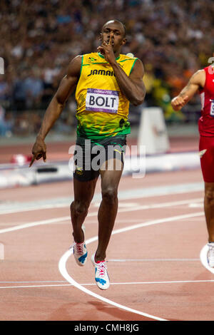 9 août 2012. Usain Bolt (JAM) gagner 200m masculin en Finale des Jeux Olympiques d'été, Londres 2012 Banque D'Images