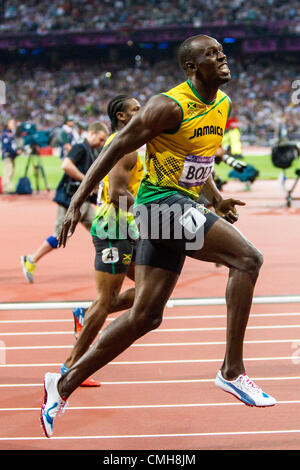 9 août 2012. Usain Bolt (JAM) gagner 200m masculin en Finale des Jeux Olympiques d'été, Londres 2012 Banque D'Images