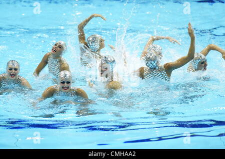 10 août 2012. 10.08.2012. Londres, Angleterre ; l'Espagne participe à l'équipes de femmes Natation Synchronisée Programme libre définitif le jour 14 des Jeux Olympiques de 2012 à Londres au centre aquatique. Banque D'Images